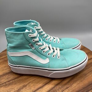 Vans Filmore Shoes Womens Size 9.5 Blue Aqua Hi Top Tapered Platform Skate Lift